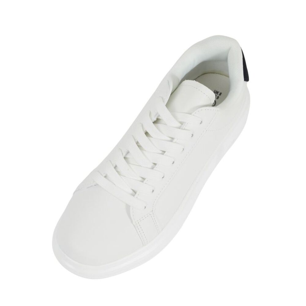 Brave Soul Mens PU Lace Up Sneakers / White/Black